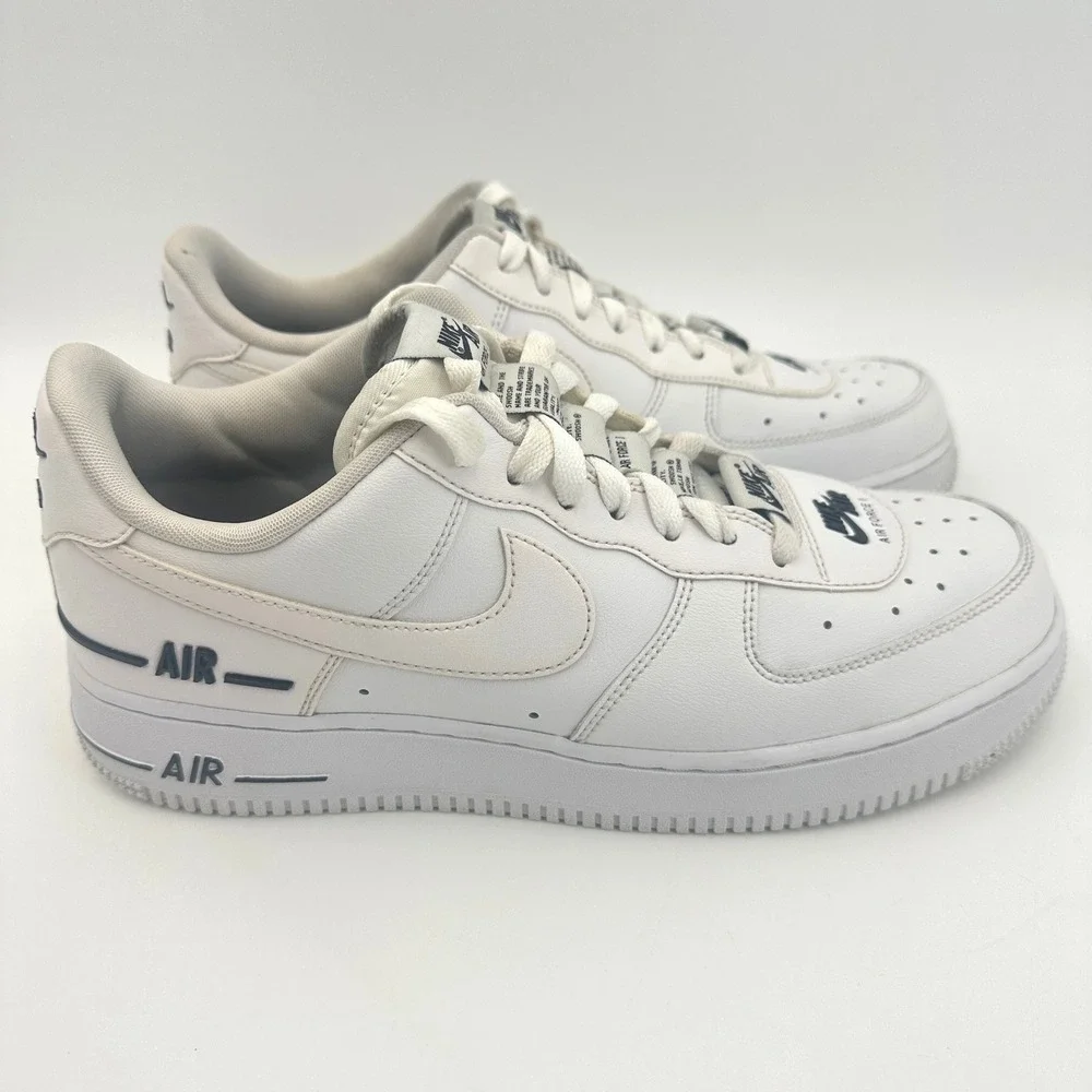 Nike Air Force 1 07 LV8 Mens 8.5 White Black Double Air CJ1379-100 Sneakers